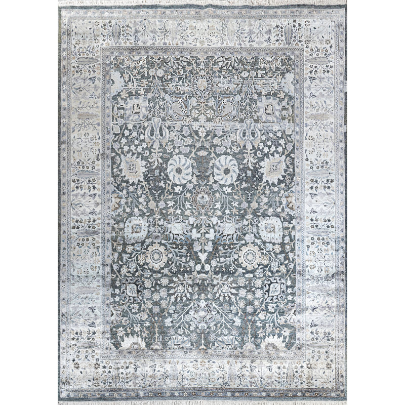 Handmade Silk and Wool Oriental Area Rug, Rectangle 12' x 15'