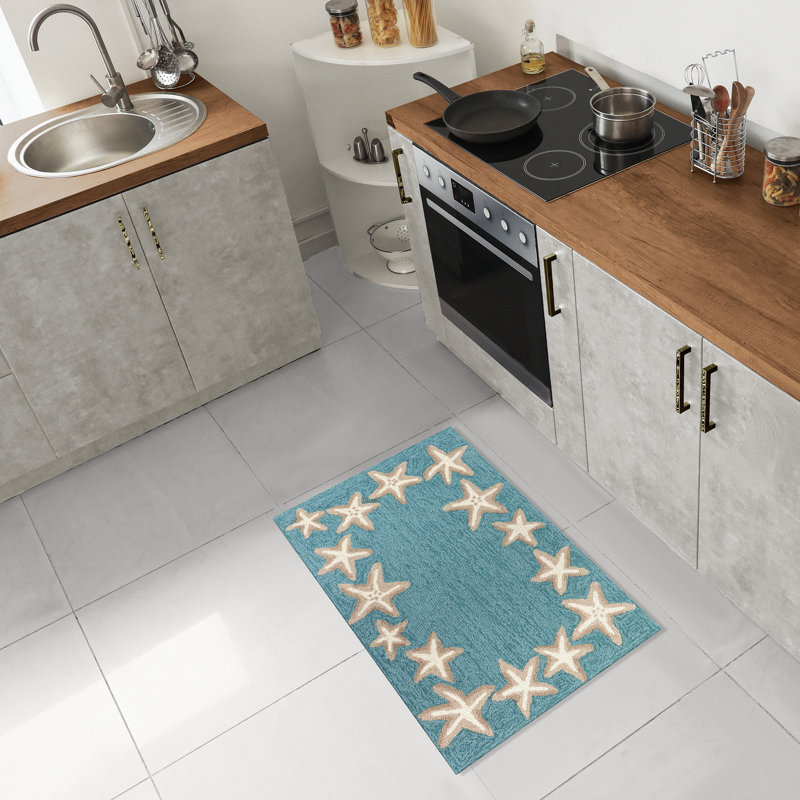 Tapis intérieur / extérieur touffeté à la main Vogt Aqua, Rectangulaire 2 pi 4 po x 3 pi 6 po