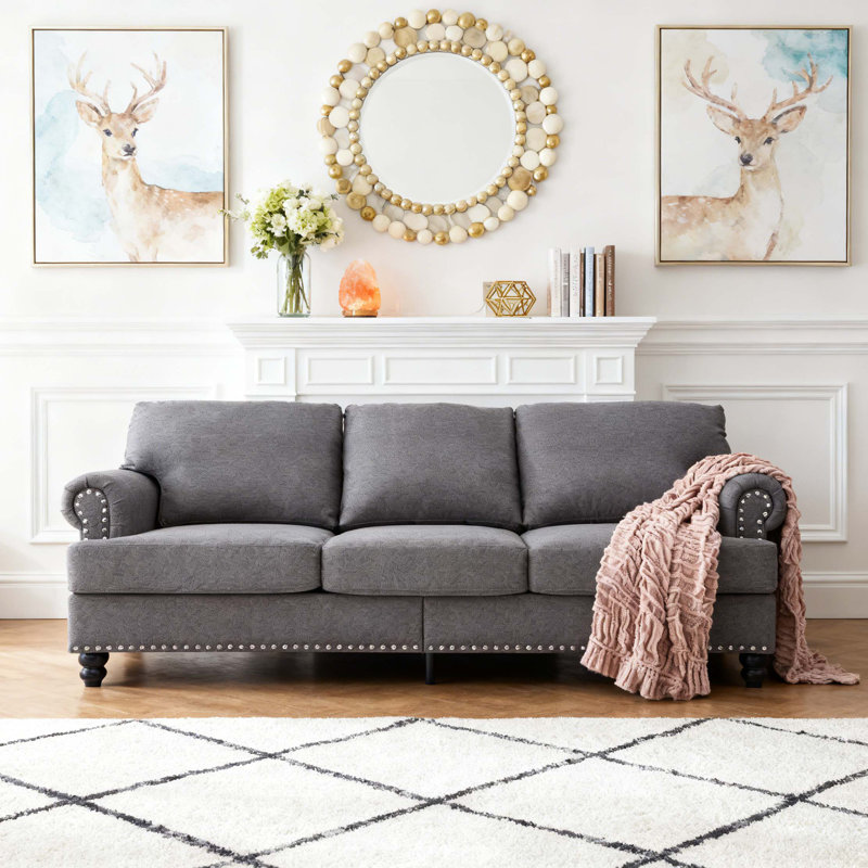 Canapé en tissu d'ameublement de 83 po, Gris