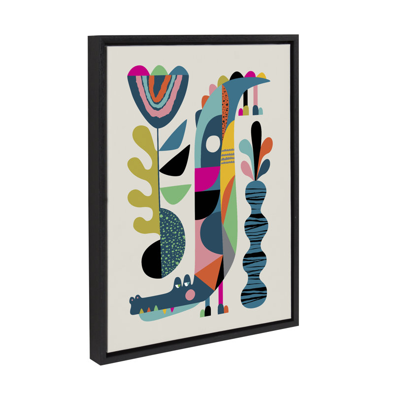 «Crocodile» par Rachel Lee 3 Birdies Studio, reproduction d'art sur toile encadrée, Noir, H 18 po x l 24 po