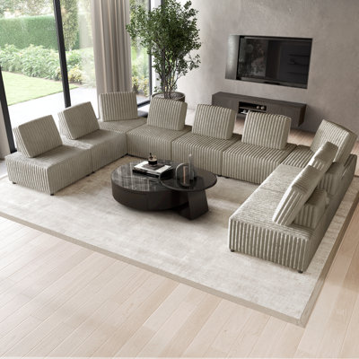 Ensemble de fauteuil modulaire et d'angle en velours beige