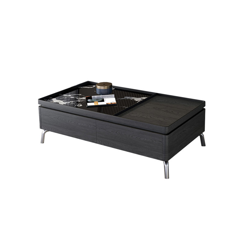 Table basse moderne avec pierre micro-cristalline, Noir