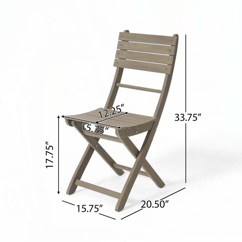 Outdoor Acacia Wood Folding Dining Chair, Brown
