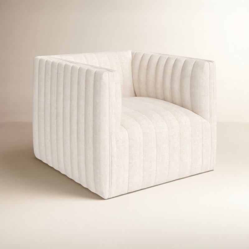 Augustine Swivel Armchair, Dover Crescent White Linen Blend