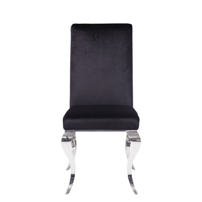 Ensemble de 2 chaises d'appoint en tissu noir et acier inoxydable Fabiola
