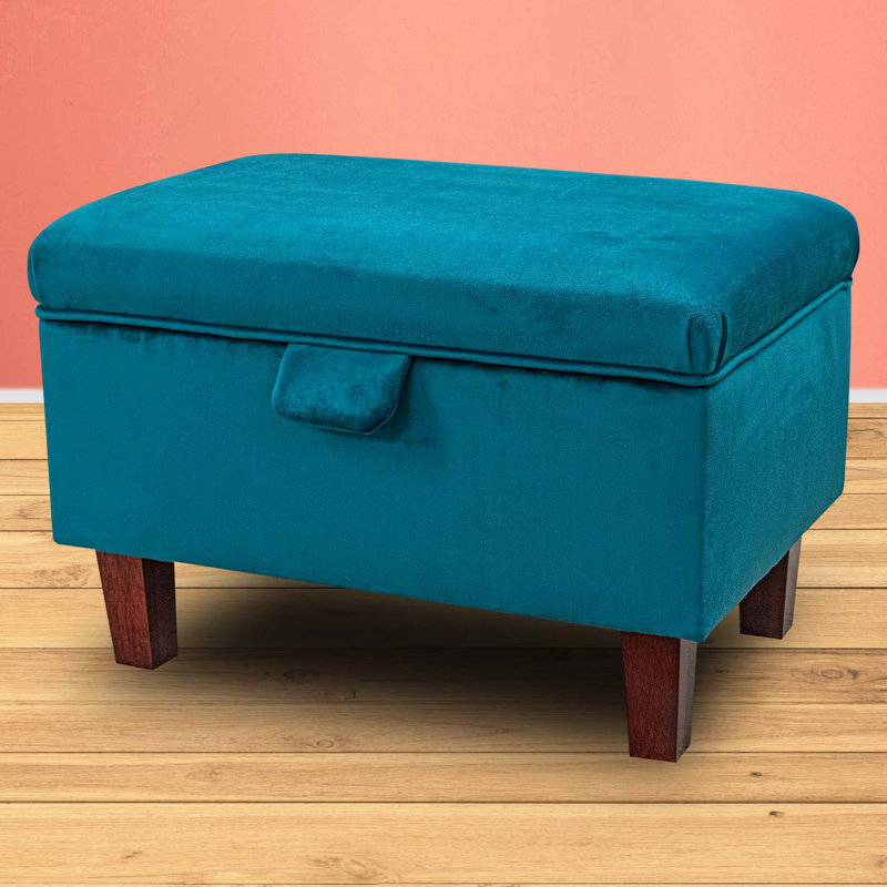 50cm Blue Velvet Storage Ottoman