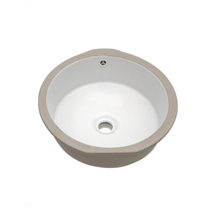 Lavabo de salle de bain rond en céramique blanc encastré avec trop-plein 15,75 "x 15,75" (lavabo seulement)