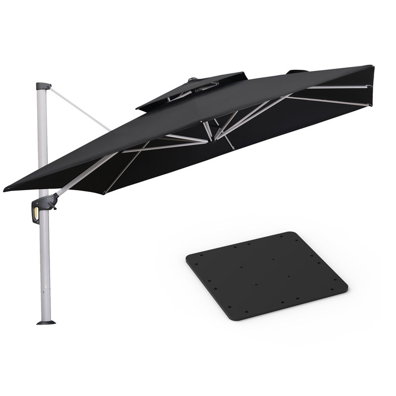 Parasol de luxe à double plateau carré Hokku Designs, Noir