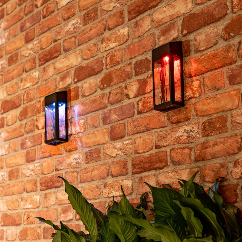 Northwich Black 3 - Bulb 20cm H Solar Powered Integrated LED Outdoor Wall Lantern