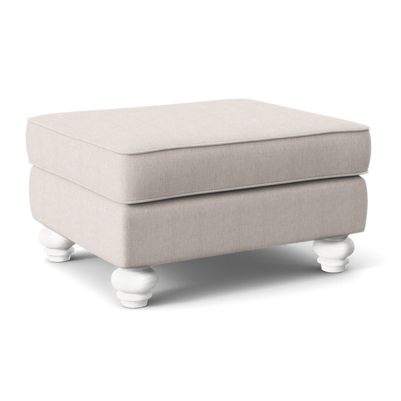 Lowell Upholstered Ottoman, White Sugar Performance; 0863-91, Frost White Finish