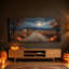 Décoration murale sur toile rustique en automne campagnard avec citrouille et pleine lune-656403150