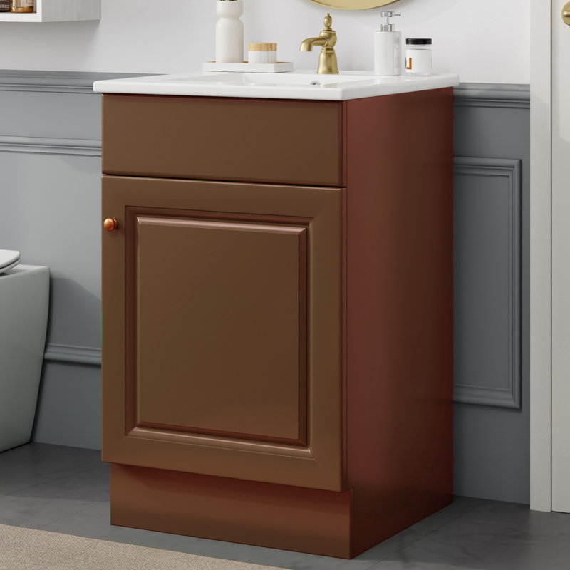 Ensemble de meuble-lavabo simple 20 po, Brun