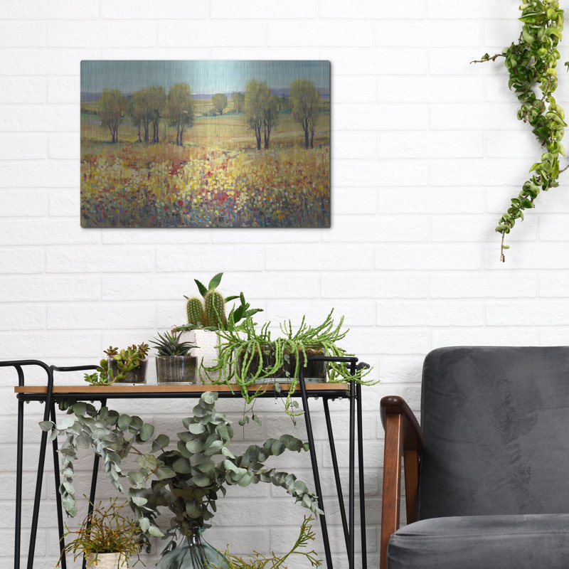 «Golden Fields I» par Tim O'Toole, art mural en métal, 16 po x 12 po, H 12 po x l 16 po