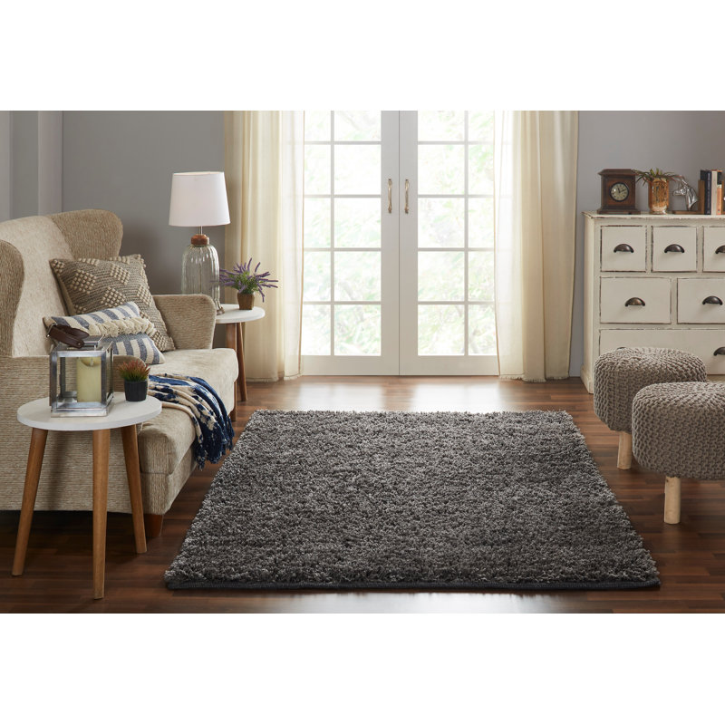 Tapis gris à poils longs Headley, 5 pi x 7 pi