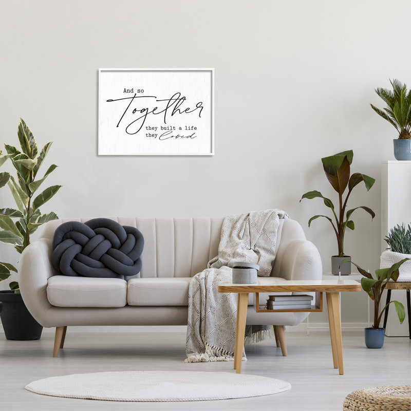 Citation romantique de motif de bouleau décontracté, H 24 po x l 30 po x P 1,5 po, Giclée encadrée blanc bord de mer