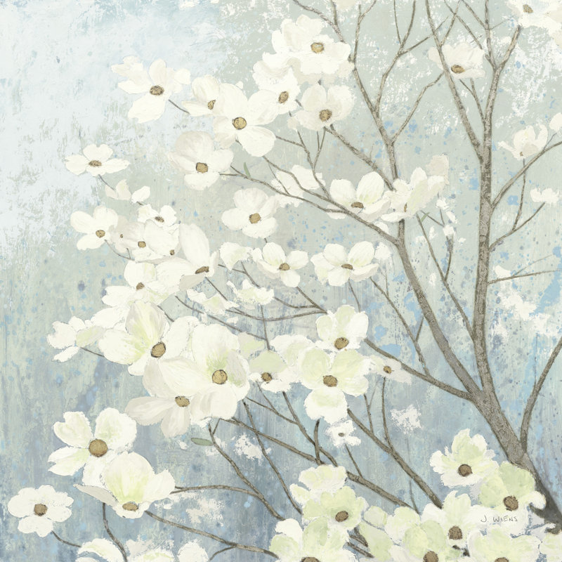 Dogwood Blossom On Blue, Branches, Floral, 16" H x 24" W x 1.5" D