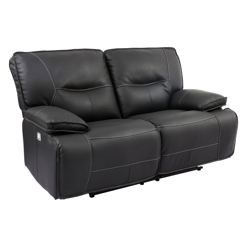 Pomona 65'' Upholstered Power Reclining Loveseat, Black
