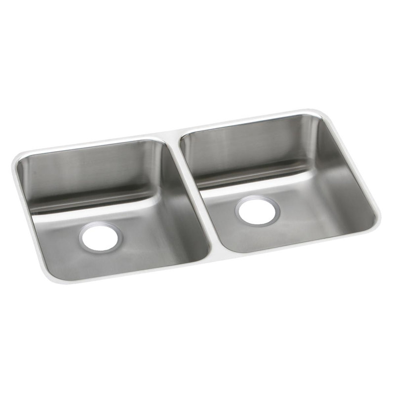 Elkay Lustertone Classic Stainless Steel 31-3/4" X 16-1/2" X 4-7/8", Equal Double Bowl Undermount ADA Sink