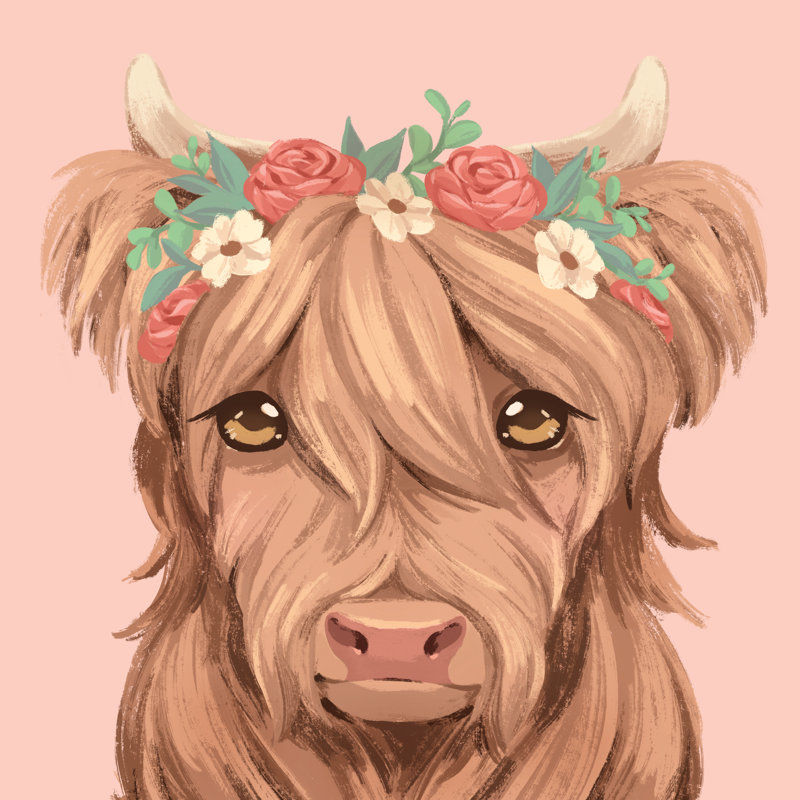 Sweet Highland Calf - Wrapped Canvas Art Prints, 30cm H x 30cm W 