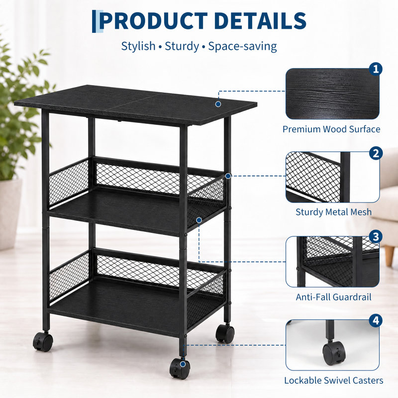 69.3 cm H x 59.9 cm W Printer Stand