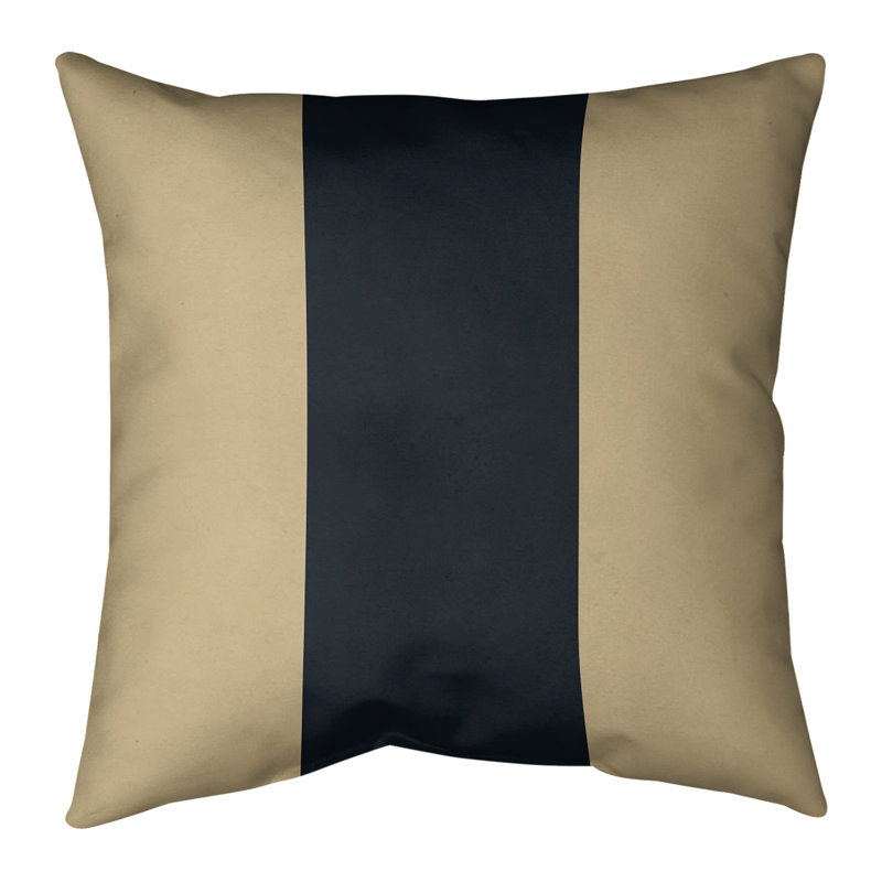 Housse de coussin , 14 po x 14 po, Doré / Noir, Polyester sergé