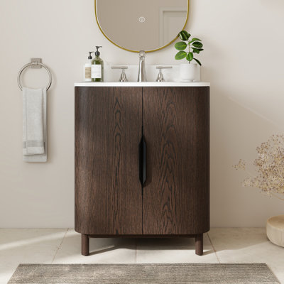 28" Modern Solid Wood Double Door Bathroom Vanity With Undermount Sink