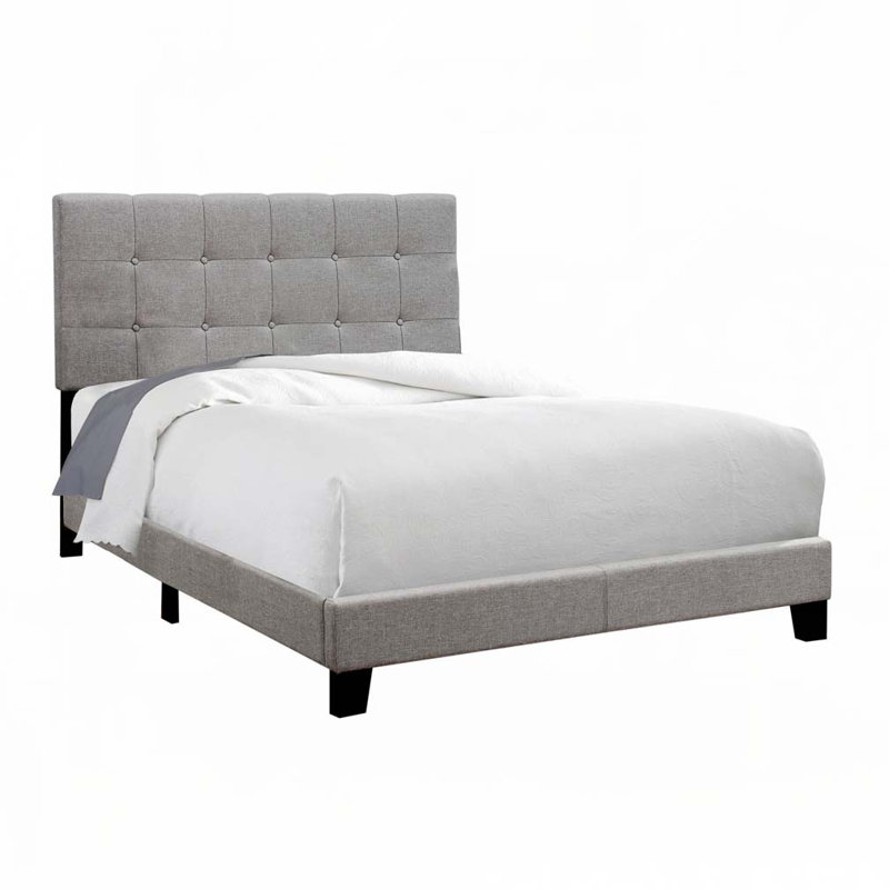Lit plateforme en tissu d'ameublement, Double , gris