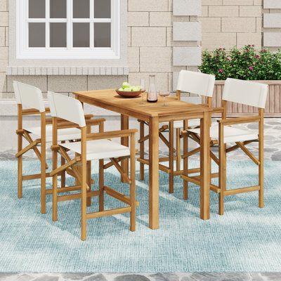 Ensemble de table de salle à manger à hauteur de comptoir en bois d'acacia