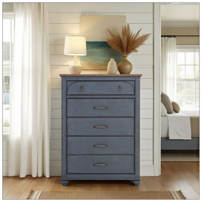 5-Drawer Chest, No Assembly Required, Corduroy Blue Finish by Wildon Home