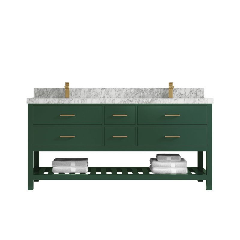 Meuble-lavabo double 72 po x P 22 po x H 36 po Parker, Marbre de Carrare