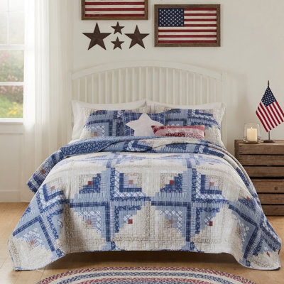 Greenland Home Fashions Cottage Cabin Calico 2-Piece Twin Size Quilt Set 68x88 + 20x26