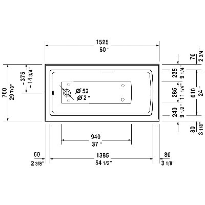 Architec 60" x 30" Alcove Soaking Bathtub