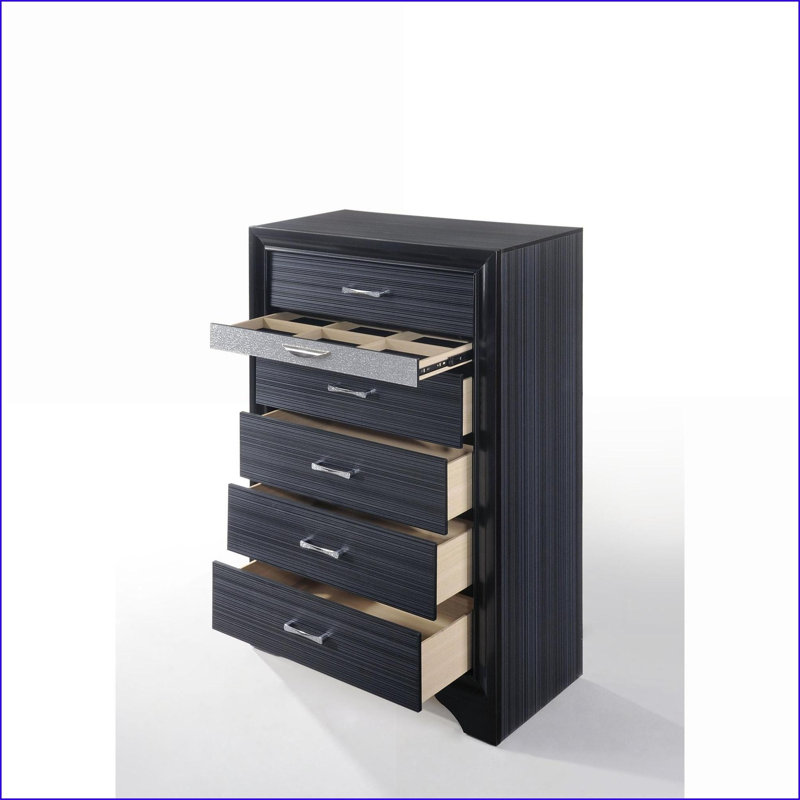 Commodes | Tiroir à bijoux 5 tiroirs Naima Modern | Noir | Bois synthétique