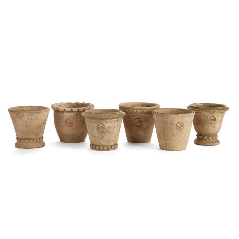 Griffith Handmade Clay Pot Planter - Set of 6, Beige