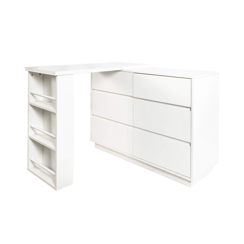 Bureau d'ordinateur en L avec tiroirs et armoire de rangement réversible, poste de travail d'angle moderne pour bureau à domicile