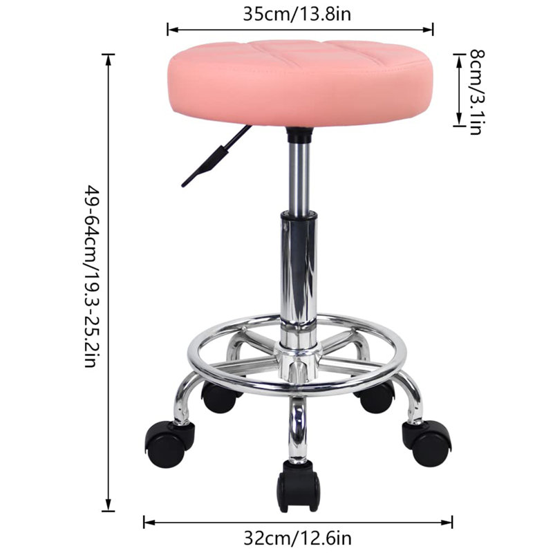 Tabouret rond à roulettes, Rose