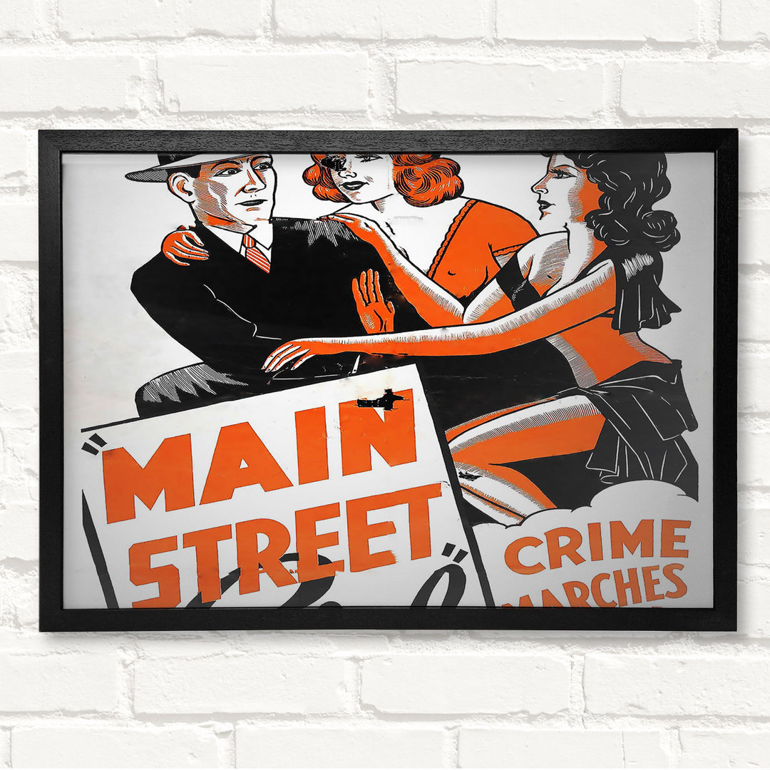 Main Street Girl Poster 2 - Geschlossener Eckrahmen Kunstdrucke auf Holz