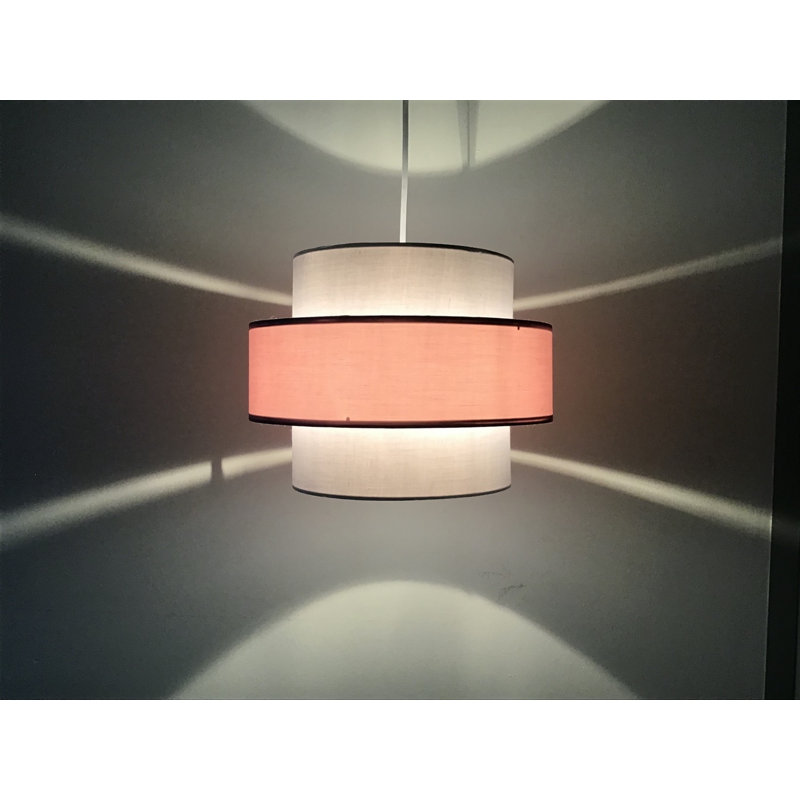 Peery 22cm H Cotton Pendant Shade, Pink/Grey