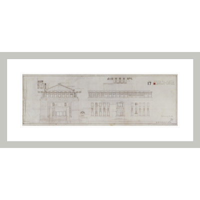 «Imperial Hotel Elevation» par Frank Lloyd Wright - Reproduction giclée encadrée