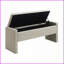 Banc de rangement moderne en lin avec rangement - Repose-pieds confortable pour la chambre à coucher du salon | Gris clair | Rangement