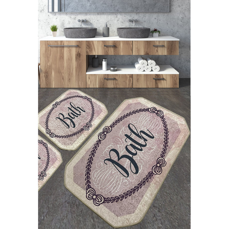 Ensemble de tapis de bain luxueux (3 pièces), en polyester doux, 23,6 po x 39,4 po (1 pièce) et 19,7 po x 23,6 po (2 pièces) | Antibactérien, antidérapant, 20,5 oz / pied carré | Lavable à la machine et durable, parfait pour les salles de bain élégantes