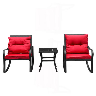 Ensemble de conversation à bascule en métal pour 2 personnes avec coussins
