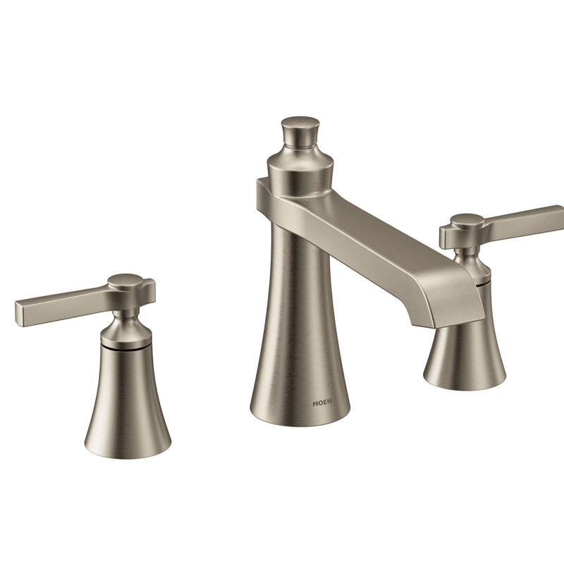 Double Handle Deck Mounted Roman Tub Faucet, Brushed Nickel