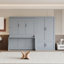 Grand lit escamotable mural gris avec placard latéral - Lit relevable hydraulique peu encombrant pour les chambres modernes