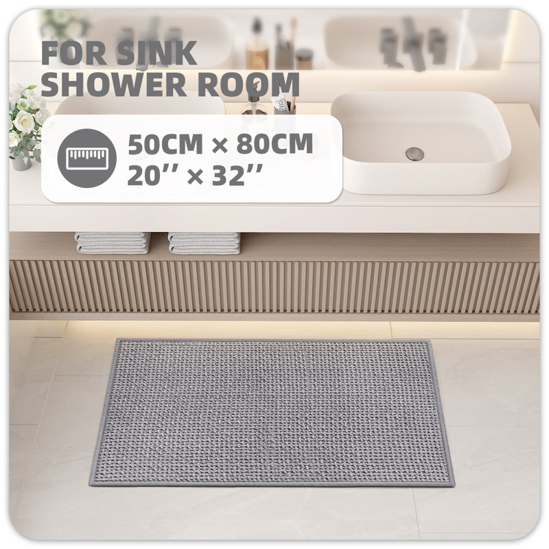 Tapis pour salle de bain Idalee, Gris, L 20 po x L 32 po