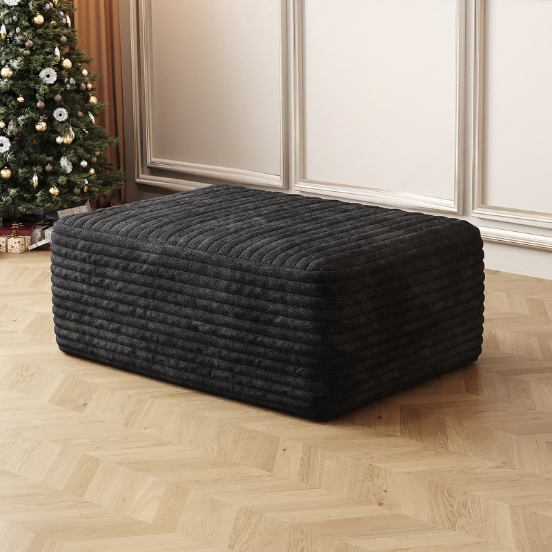Repose-pieds de canapé, aucun assemblage requis, noir (tissu velours côtelé moelleux)