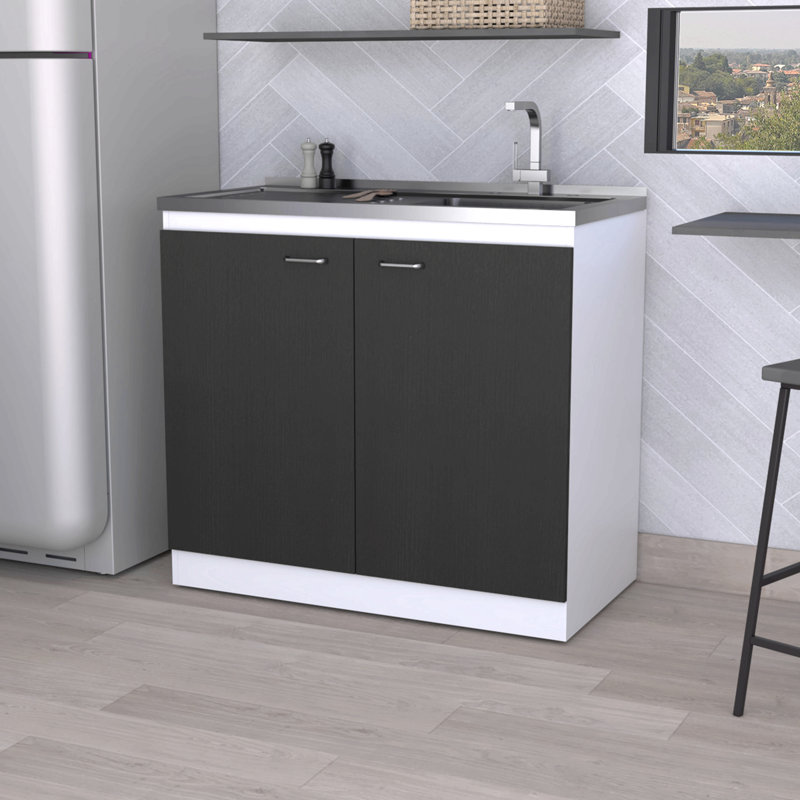 Évier utilitaire Oklahoma, armoire à deux portes, comptoir en acier inoxydable, Multi