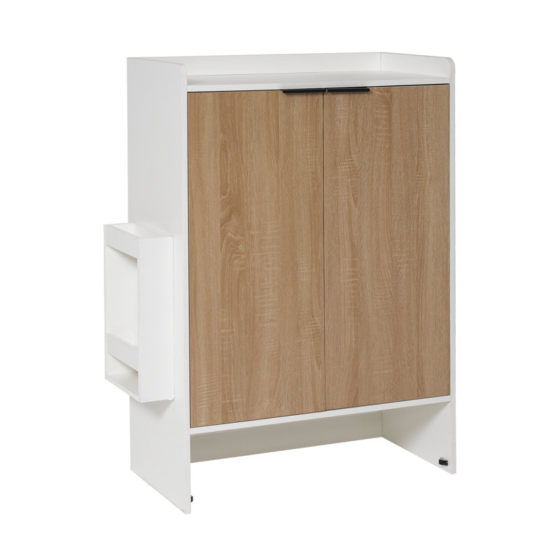 6-tier Multi-functional Shoe Cabinet With Umbrella Racks For Storage, Natural Wood