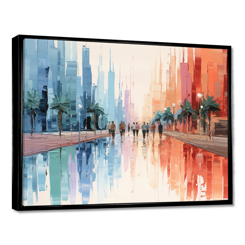 Nassim - Paysage abstrait, art mural, salon, Cadre flottant noir, H 12 po x l 20 po