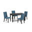 L'ensemble 5 pièces de table et chaises de cuisine comprend une table de salle à manger rectangulaire et 4 chaises de salle à manger Parsons en tissu bleu, noir-106914944-106914946-109975838